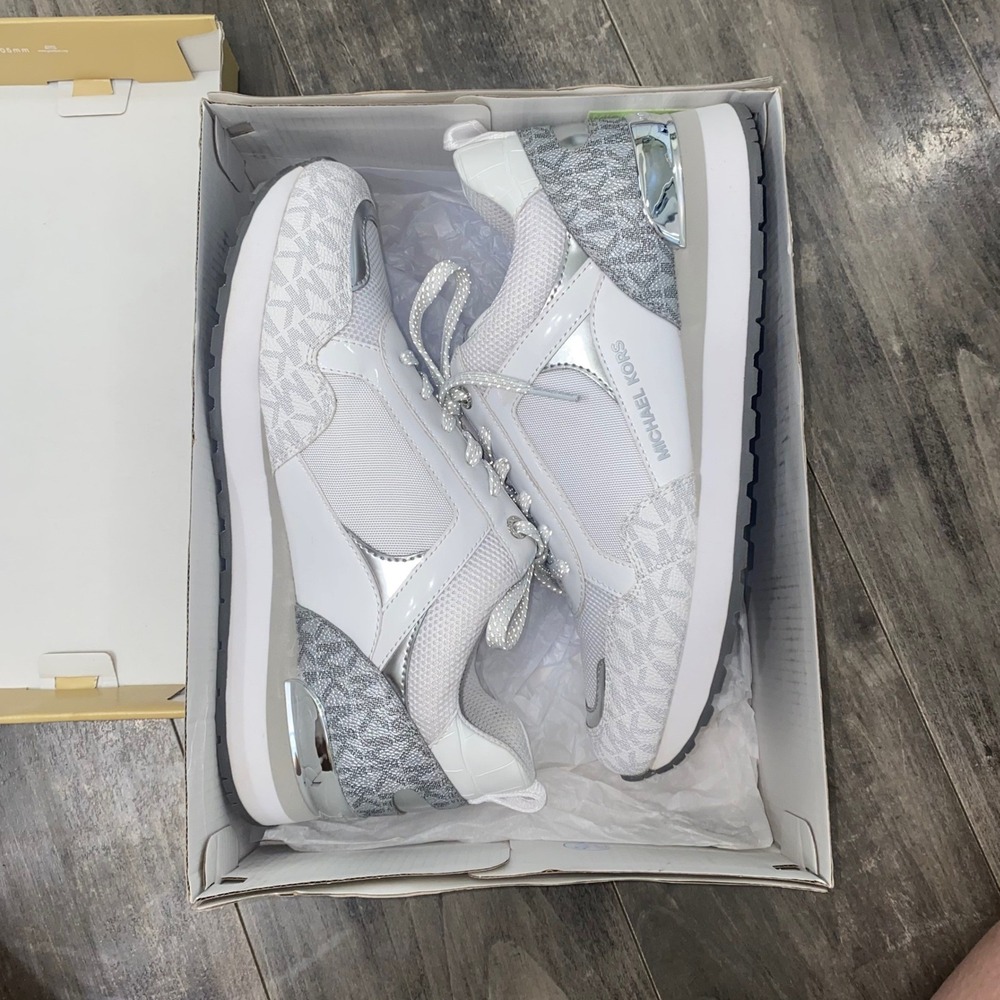 Michael Kors Wilma Trainers in Optic White Tech Canvas 8.5 Athleisure Glam